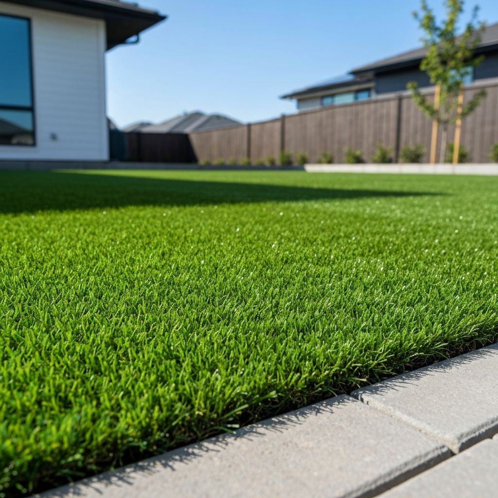 Lush artificial turf lawn installation
